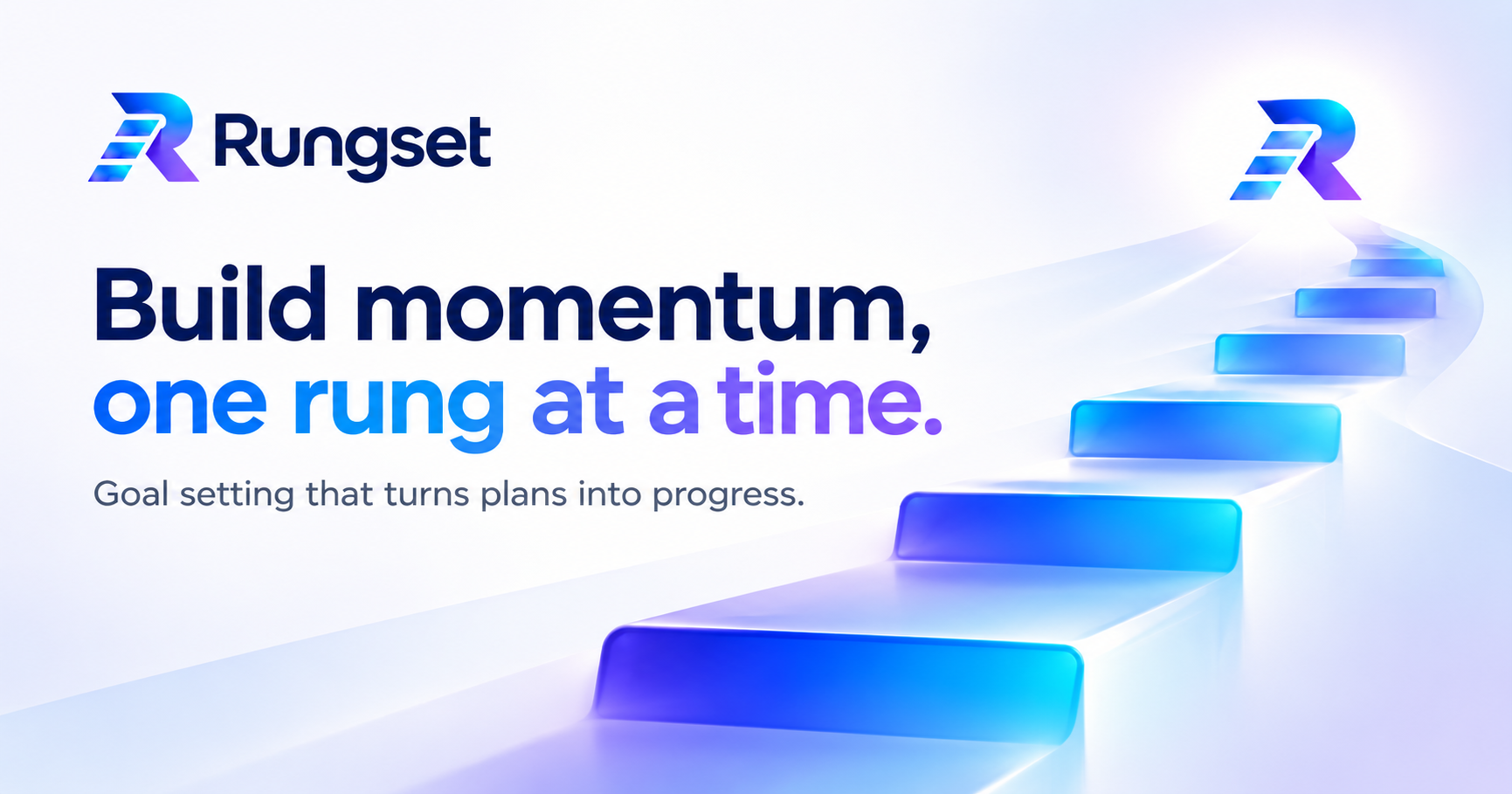 Rungset brand artwork showing a path of glowing rungs leading upward